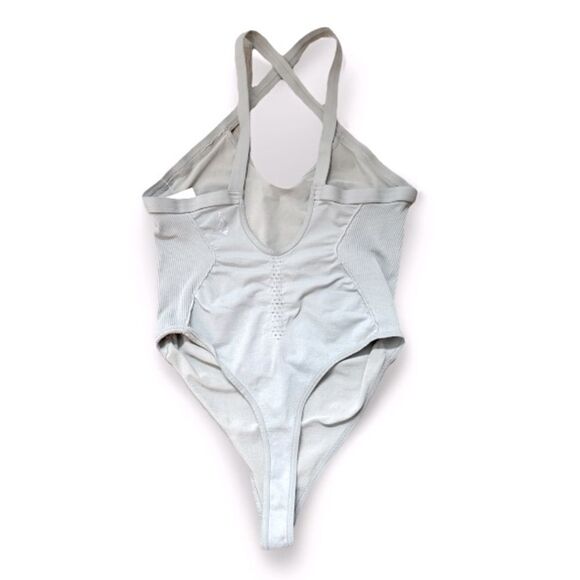 NWT FREE PEOPLE FP Movement Good Karma Bodysuit M/L Smoked Sage Athleisure Yoga - Picture 8 of 12